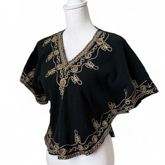 Vintage Tops - SOLD Vintage 70s Grecian Embroidered Cape Poncho Top